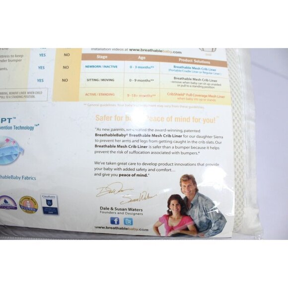 BreathableBaby Breathable Mesh Crib Liner Beige Unused Fits Most Baby Cribs NIP - Picture 10 of 12